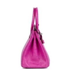 Xupes Hermes Rose Pourpre Ostrich Leather Birkin 30cm Retourne Tote -Best Jewelry Store 002 Rose Pourpre Ostrich Leather Birkin 30cm Retourne