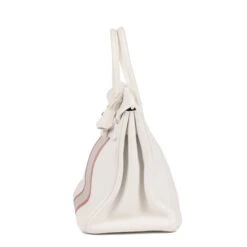 Xupes Hermes Blanc, Gris Perle Clemence Leather & Sanguine Niloticus Lizard Leather Club Birkin 35cm Retourne Tote -Best Jewelry Store 003 Blanc Gris Perle Clemence Leather Sanguine Niloticus Lizard Leather Club Birkin 35cm Retourne