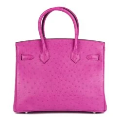 Xupes Hermes Rose Pourpre Ostrich Leather Birkin 30cm Retourne Tote -Best Jewelry Store 004 Rose Pourpre Ostrich Leather Birkin 30cm Retourne