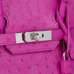 Xupes Hermes Rose Pourpre Ostrich Leather Birkin 30cm Retourne Tote -Best Jewelry Store 006 Rose Pourpre Ostrich Leather Birkin 30cm Retourne