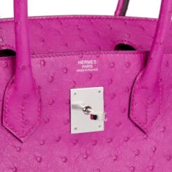 Xupes Hermes Rose Pourpre Ostrich Leather Birkin 30cm Retourne Tote -Best Jewelry Store 007 Rose Pourpre Ostrich Leather Birkin 30cm Retourne