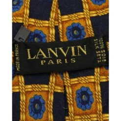 Style Tribute LANVIN Navy Blue/ Yellow Print Silk Tie -Best Jewelry Store 04edb298997588ff60f750f64ad68d95