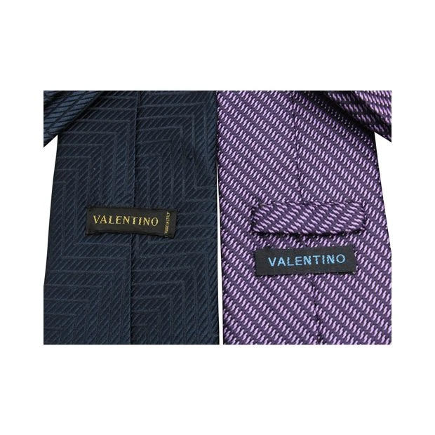 Style Tribute VALENTINO Set Of Ties: Navy Blue & Purple Pattern 4 Style Tribute VALENTINO Set Of Ties: Navy Blue & Purple Pattern - Image 2
