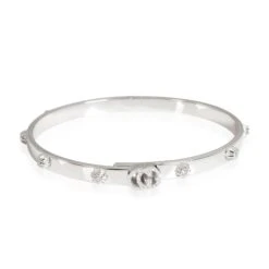 My Gemma GUCCI Running G Diamond Slim Bangle In 18 White Gold 0.41 CTW