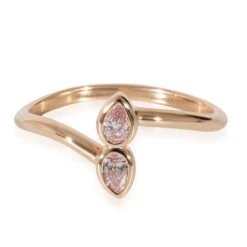 My Gemma Pink Pear Shaped Diamonds Mirror Ring In 18K Rose Gold, 0.16 Ctw