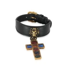 My Gemma GUCCI Leather Lion Head & Jewel Toned Cross Gold-Tone Bracelet