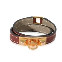 My Gemma HERMES Rivale Double Tour Bracelet In Brown Swift Calfskin
