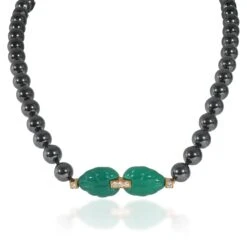 My Gemma CARTIER Patiala Hematite Beads & Diamond Necklace In 18K Yellow Gold 0.15 CTW
