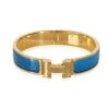 My Gemma HERMES Clic H Blue Bracelet In Gold Plated