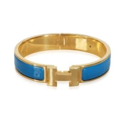 My Gemma HERMES Clic H Blue Bracelet In Gold Plated