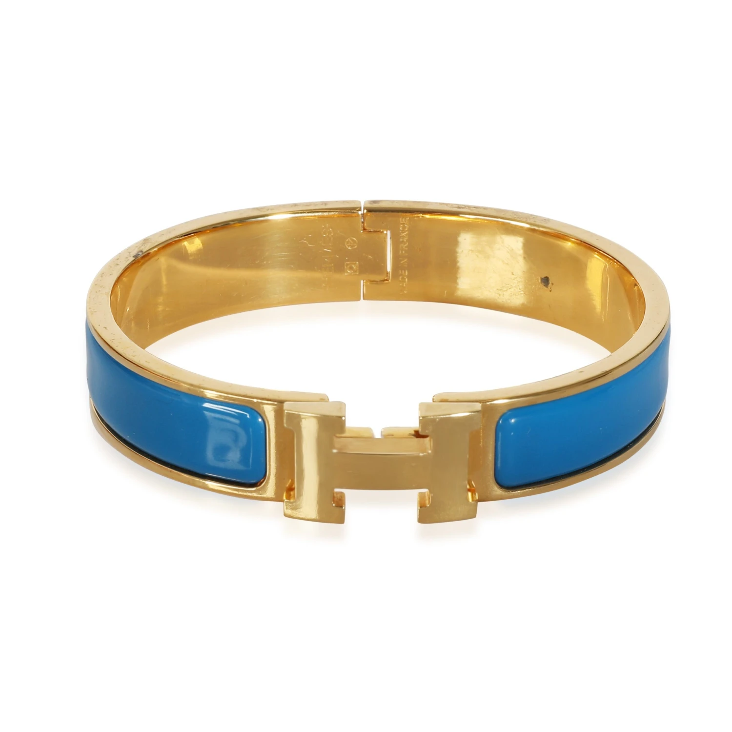 My Gemma HERMES Clic H Blue Bracelet In Gold Plated 3 My Gemma HERMES Clic H Blue Bracelet In Gold Plated