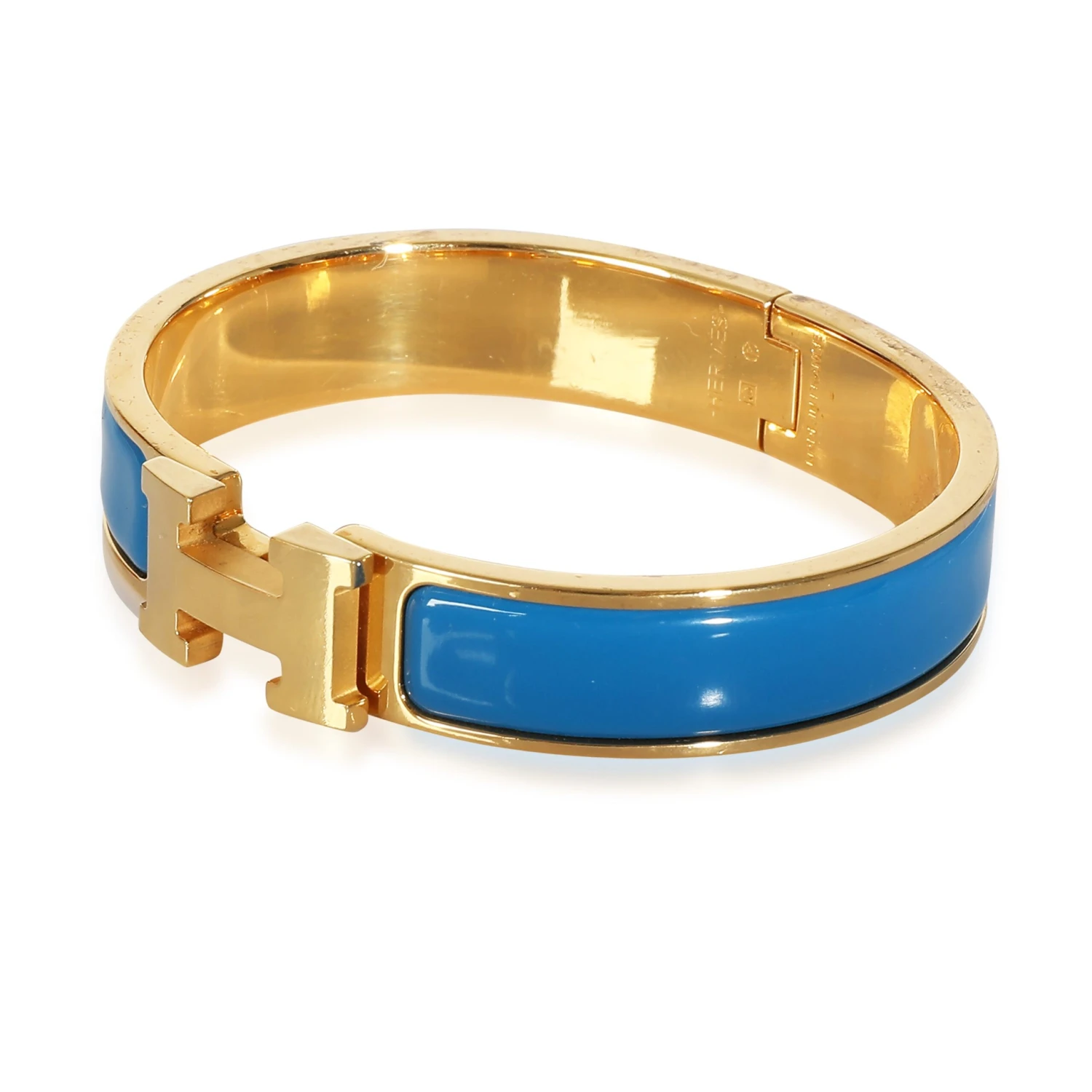 My Gemma HERMES Clic H Blue Bracelet In Gold Plated 6 My Gemma HERMES Clic H Blue Bracelet In Gold Plated - Image 4