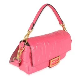 My Gemma FENDI Lampone Nappa FF 1974 Embossed Medium Baguette NM -Best Jewelry Store 139904 pv