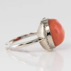 Sarl Baume Art Deco Style Cabochon Coral Diamond 18 Karat White Gold Ring 23 Sarl Baume Art Deco Style Cabochon Coral Diamond 18 Karat White Gold Ring -Best Jewelry Store 13 259 8078263 3 master