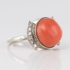 Sarl Baume Art Deco Style Cabochon Coral Diamond 18 Karat White Gold Ring 21 Sarl Baume Art Deco Style Cabochon Coral Diamond 18 Karat White Gold Ring -Best Jewelry Store 13 259 8078263 4 master
