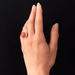 Sarl Baume Art Deco Style Cabochon Coral Diamond 18 Karat White Gold Ring 26 Sarl Baume Art Deco Style Cabochon Coral Diamond 18 Karat White Gold Ring -Best Jewelry Store 13 259 8078263 7 master
