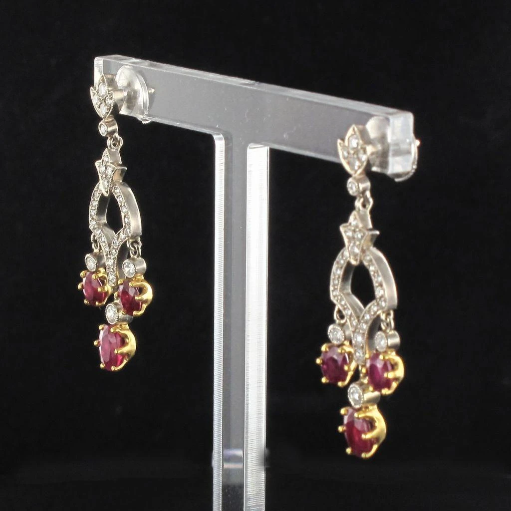 Sarl Baume Ruby Diamond 18 Karat White Gold Drop Earrings 15 Sarl Baume Ruby Diamond 18 Karat White Gold Drop Earrings - Image 13