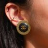 AMORE Vintage CHANEL 1994 Button Earrings Gold Black Clip-On 60428 -Best Jewelry Store 140060428