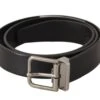 Style Tribute Dolce & Gabbana Men's Black Calf Leather Silver Tone Metal Buckle Belt -Best Jewelry Store 147997805