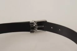 Style Tribute Dolce & Gabbana Men's Black Calf Leather Silver Tone Metal Buckle Belt -Best Jewelry Store 147997809