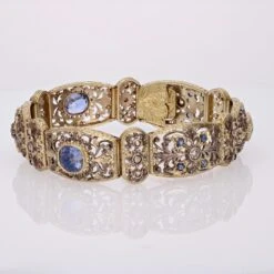 Sarl Baume 1930s Natural Ceylon Sapphires And Diamonds 18 Karat Yellow Gold Bracelet -Best Jewelry Store 14 07902 master