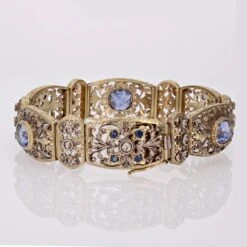 Sarl Baume 1930s Natural Ceylon Sapphires And Diamonds 18 Karat Yellow Gold Bracelet -Best Jewelry Store 14 07903 master