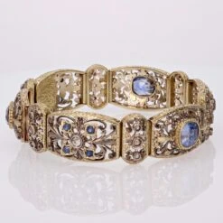 Sarl Baume 1930s Natural Ceylon Sapphires And Diamonds 18 Karat Yellow Gold Bracelet -Best Jewelry Store 14 07904 master