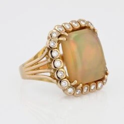 Sarl Baume 1960s 7.32 Carat Opal Diamond 18 Carat Rose Gold Retro Ring -Best Jewelry Store 14 20204 master