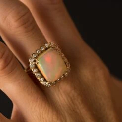 Sarl Baume 1960s 7.32 Carat Opal Diamond 18 Carat Rose Gold Retro Ring -Best Jewelry Store 14 202 11 master