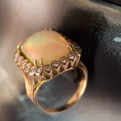 Sarl Baume 1960s 7.32 Carat Opal Diamond 18 Carat Rose Gold Retro Ring -Best Jewelry Store 14 202 3 master