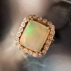 Sarl Baume 1960s 7.32 Carat Opal Diamond 18 Carat Rose Gold Retro Ring -Best Jewelry Store 14 202 4 master
