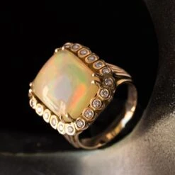 Sarl Baume 1960s 7.32 Carat Opal Diamond 18 Carat Rose Gold Retro Ring -Best Jewelry Store 14 202 6 master