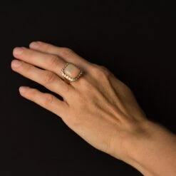 Sarl Baume 1960s 7.32 Carat Opal Diamond 18 Carat Rose Gold Retro Ring -Best Jewelry Store 14 202 7 master