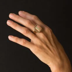 Sarl Baume 1960s 7.32 Carat Opal Diamond 18 Carat Rose Gold Retro Ring -Best Jewelry Store 14 202 8 master