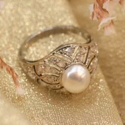Sarl Baume French 1930s Art Deco Certified Natural Pearl Diamonds 18 Karat White Gold Ring -Best Jewelry Store 14 master 9bc4528c 7ee9 47e3 8a28 1145f4a7ccfe
