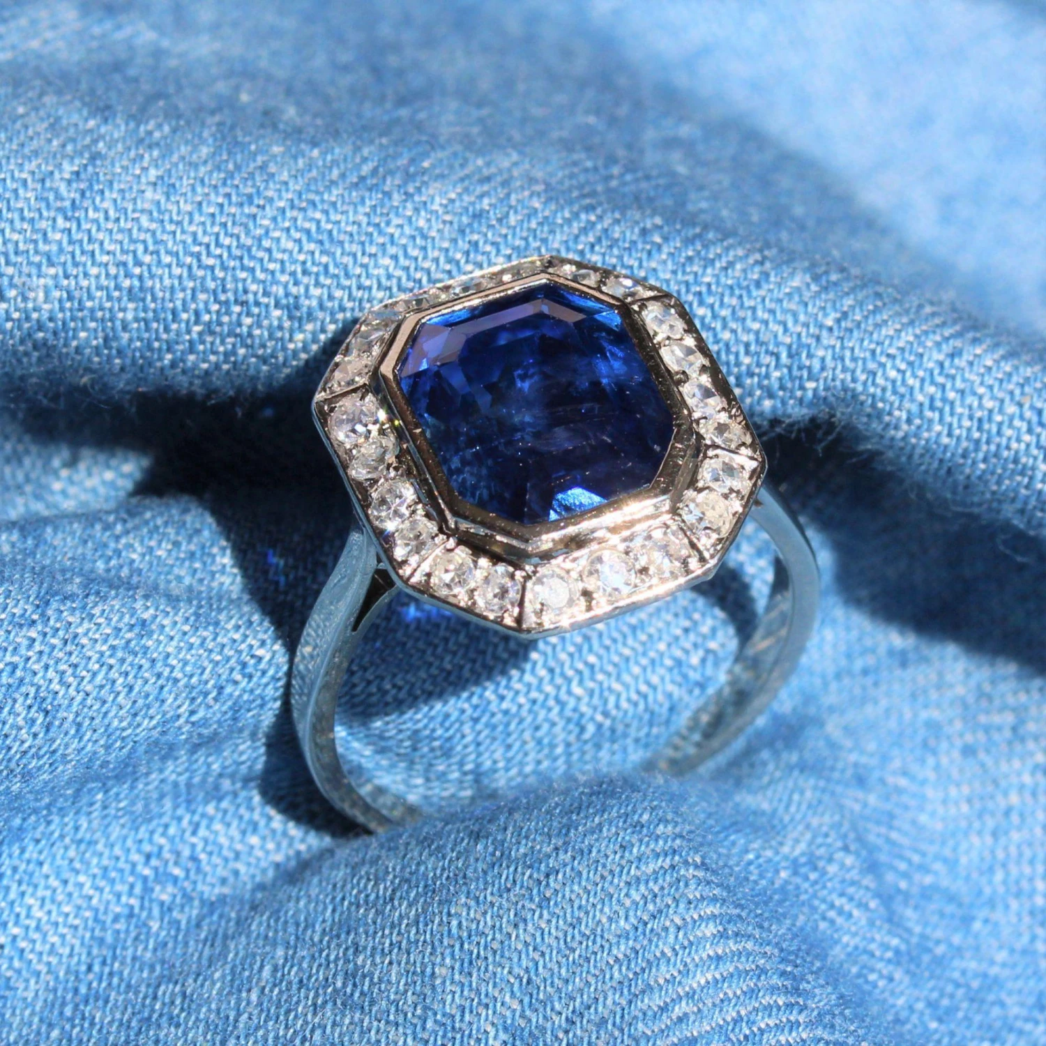 Sarl Baume French Art Deco Certified No Heat Burmese Sapphire Diamonds Platinum Ring 16 Sarl Baume French Art Deco Certified No Heat Burmese Sapphire Diamonds Platinum Ring - Image 14