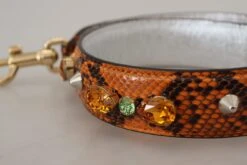 Style Tribute Dolce & Gabbana Women's Orange Crystals Leather Bag Accessory Shoulder Strap -Best Jewelry Store 153088111