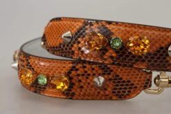 Style Tribute Dolce & Gabbana Women's Orange Crystals Leather Bag Accessory Shoulder Strap -Best Jewelry Store 153088112