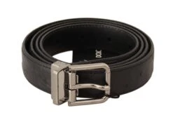 Style Tribute Dolce & Gabbana Men's Black Exotic Leather Silver Buckle Belt