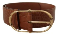 Style Tribute Dolce & Gabbana Women's Brown Wide Waist Leather Gold Oval Metal Buckle Belt