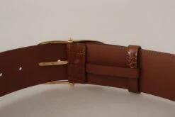 Style Tribute Dolce & Gabbana Women's Brown Wide Waist Leather Gold Oval Metal Buckle Belt -Best Jewelry Store 154074716
