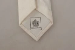 Style Tribute Dolce & Gabbana Men's Off-White 100% Silk Slim Adjustable Accessory Necktie -Best Jewelry Store 154084818