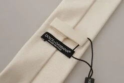 Style Tribute Dolce & Gabbana Men's Off-White 100% Silk Slim Adjustable Accessory Necktie -Best Jewelry Store 154084819