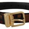 Style Tribute Dolce & Gabbana Women's Multicolor Leather Jacquard Gold Metal Buckle Belt -Best Jewelry Store 154084979
