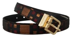 Style Tribute Dolce & Gabbana Women's Multicolor Leather Jacquard Gold Metal Buckle Belt -Best Jewelry Store 154084980