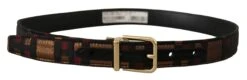 Style Tribute Dolce & Gabbana Women's Multicolor Leather Jacquard Gold Metal Buckle Belt -Best Jewelry Store 154084981