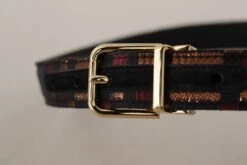 Style Tribute Dolce & Gabbana Women's Multicolor Leather Jacquard Gold Metal Buckle Belt -Best Jewelry Store 154084982
