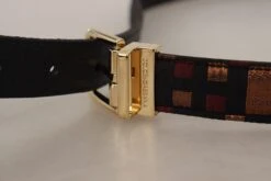 Style Tribute Dolce & Gabbana Women's Multicolor Leather Jacquard Gold Metal Buckle Belt -Best Jewelry Store 154084984