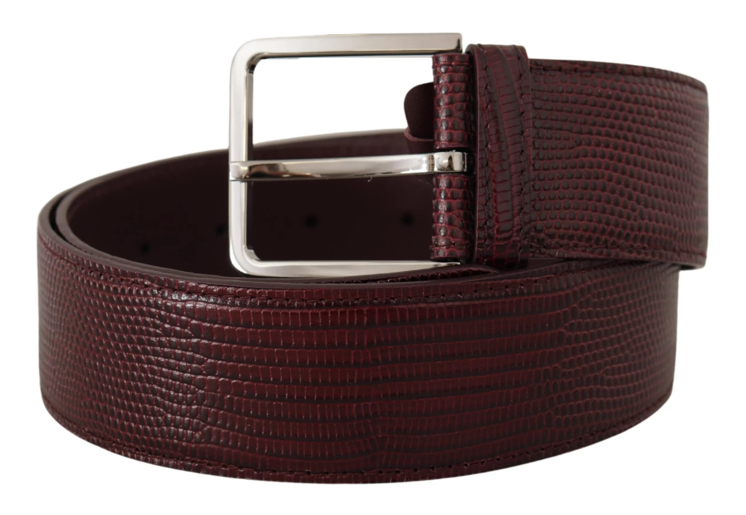 Style Tribute Dolce & Gabbana Women's Maroon Calf Leather Wide Logo Engraved Buckle Belt 4 Style Tribute Dolce & Gabbana Women's Maroon Calf Leather Wide Logo Engraved Buckle Belt - Image 2