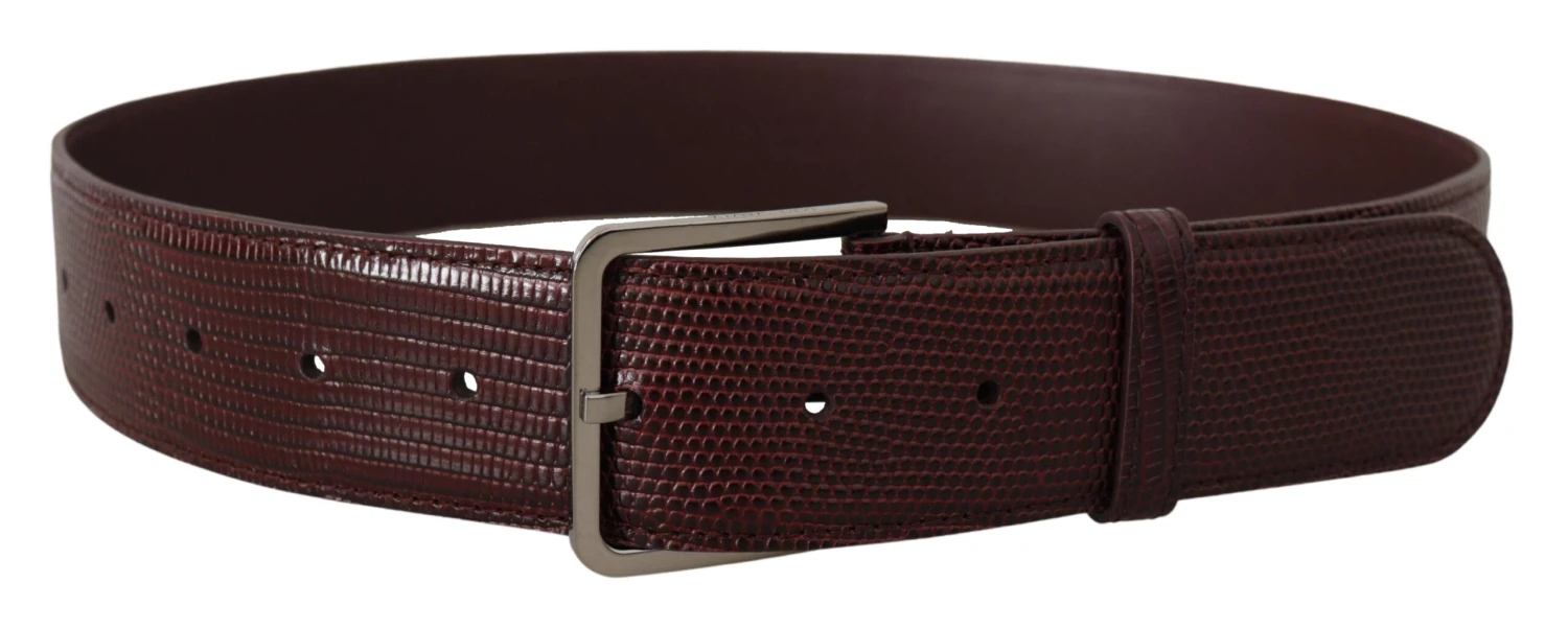 Style Tribute Dolce & Gabbana Women's Maroon Calf Leather Wide Logo Engraved Buckle Belt 5 Style Tribute Dolce & Gabbana Women's Maroon Calf Leather Wide Logo Engraved Buckle Belt - Image 3